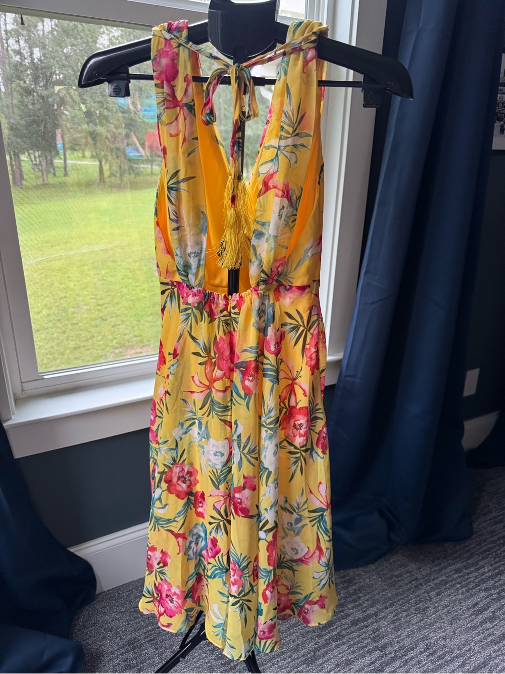 Lulu's Tropic Wonder Yellow Floral Midi Dress Womens Size Large - Picture 3 of 16